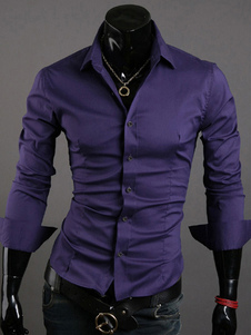 Chemise slim unicolore à manches longues