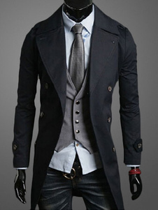 Manteau en coton mélangé unicolore avec bouton