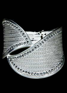 Trendy Black Rhinestone Metal Bridal Bracelet