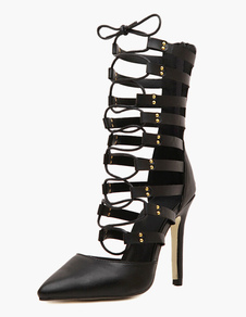 Escarpins à bout pointu et talon aigu en PU unicolore