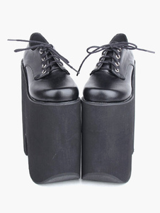 Gothic Lolita noir haute plate-forme chaussures talons de 8,7 pouces avec lacet