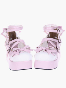 Chaussures lolita chic en PU rose à talons compensés