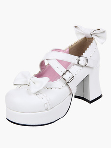 Chaussures Lolita chic blanc à talons épais