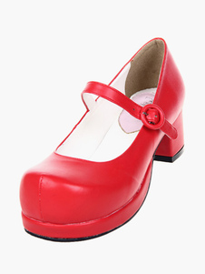 Sweet Chunky talons Lolita Shoes Square talons plate-forme ronde Toe Strap