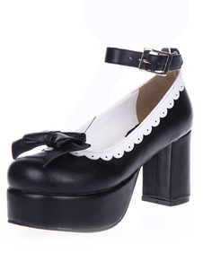 Chaussures Lolita sublimes en PU roses avec bracelet bouclé