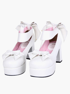 Chaussures Lolita en PU à talons épais avec nœud