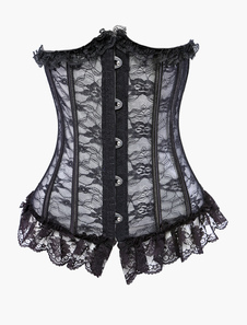 Corset sein nu en dentelle noire unicolore