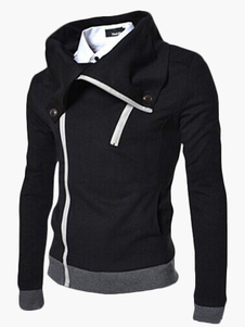 Blouson slim en coton mélangé avec zip oblique