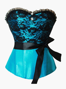 Corset en satin stretch avec dentelle et noeud
