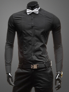 Chemise de costume moulante en coton manches longues