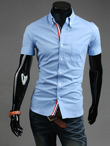 Chemise unicolore avec passepoil et manche courte