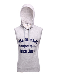 Sweat en coton unicolore imprimé lettre sans manche