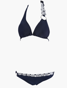 Éblouissant maillot de bain 2 pièces sexy en nylon avec chaîne