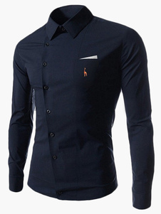 Chemise en coton unicolore à manches longues