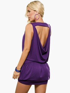 Robe de club large sans manches en polyester plissé creusé