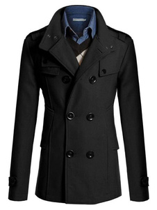 Trench-Coat masculin long en spandex unicolore