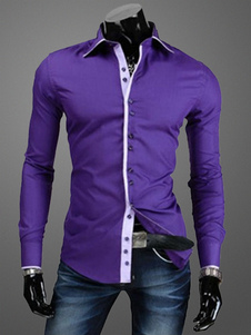 Chemise moulante en coton à manches longues