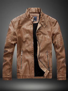 Veste homme en PU noir de col montant