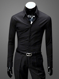 Chemise de costume en coton mélangé slim unicolore