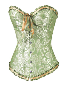 Corset sein couvrant en satin stretch vert jacquard