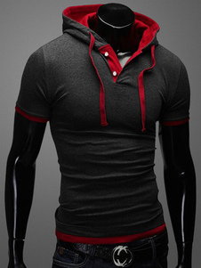 Sweat slim à capuche en coton bicolore