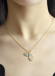Collier métallique avec rhinestone fermoir homard