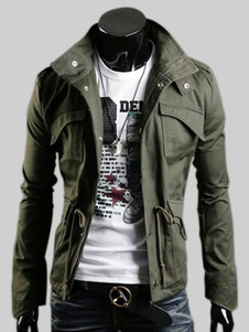 Manteau militaire avec poches à rabat et lien de serrage