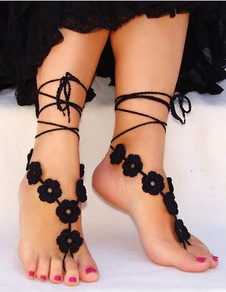 Accessoires élégantes à fleurs femme, pieds-nus crochet