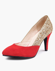 Escarpins à bout pointu en tissu de paillettes bicolore