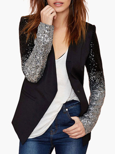 Blazer féminin noir avec paillettes bicolore
