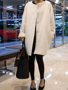 Manteau unicolore surdimensionné de col rond