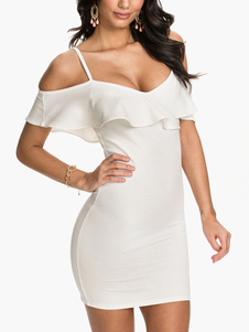 Robe bodycon bretelles volants détail