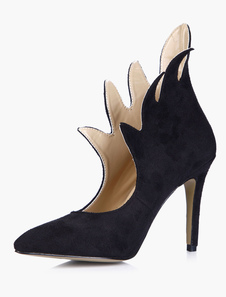 Escarpins à bout pointu et talon aigu en micro daim noir