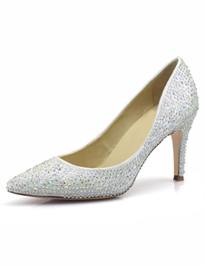 Escarpins à talons hauts élégants en tissu avec rhinestones