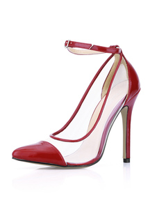 Chaussure à talon aigu et bout pointu en cuir verni transparent