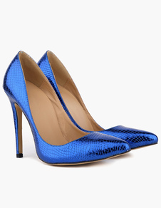 Escarpins à bout pointu talons aigus verni crocodile mocassin