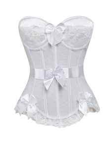Charmant corset sexy en tulle blanc décoré de noeud