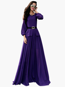 Robe longue violet foncé chiffon
