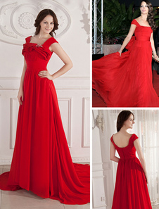 Robe Festival de Cannes taille empire en chiffon hors de l'épaule