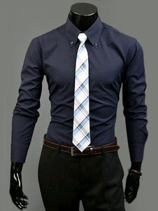 Chemise en coton unicolore moulant avec relief manches longues