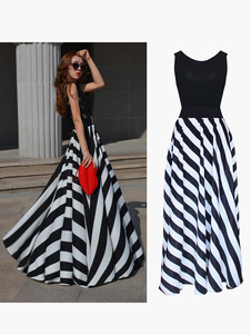 robe longueur d'été Mono Striped-parole