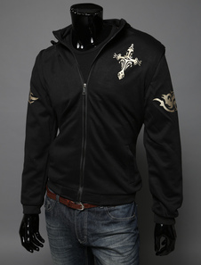 Sweat en coton mélangé à capuche imprimé or