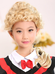 Lumière or court Volume complet boucles perruque Medium Kanekalon Kids'