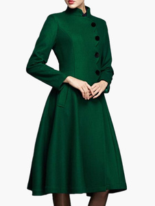 Manteau femme en laine mélangée à col montant