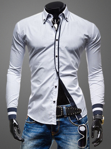 Chemise slim en coton avec manches longues