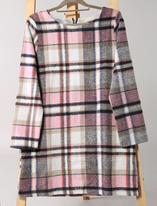 Magnétique robe droite style urbain multicolore col rond