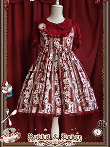 Robe lolita en coton motif lapin imprimée fleurie