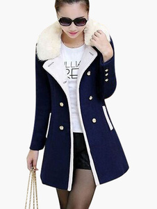 Manteau slim en laine unicolore avec perles