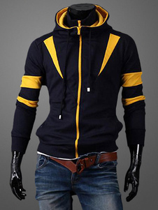 Veste en coton color-block bicolore avec capuche