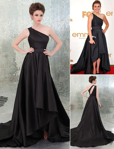 Robe pour Emmy Awards noire en taffetas à une épaule